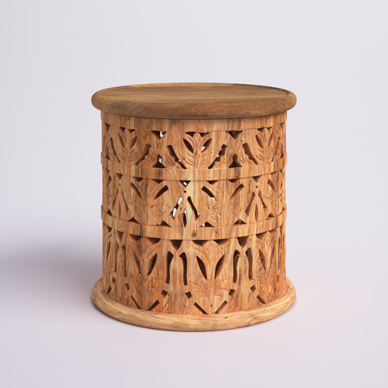 Mistana™ Eakin Solid Wood Tray Top Drum End Table & Reviews Wayfair